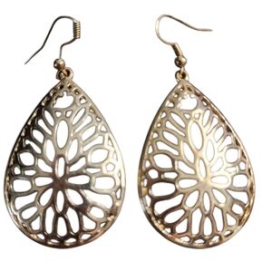 Goldtone Teardrop Filigree Earrings